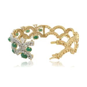 กำไลข้อมือเพชรสีเขียวมรกตประดับเพชรธรรมชาติสีทอง18K 10.24 tcw FG VVS - Product Image 4