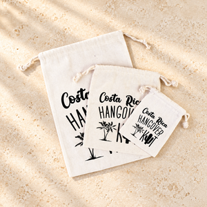 Bolsas de algodón con cordón para recuerdos de boda en Costa Rica, estampadas, para kit de resaca, para empaque de fiestas nupciales de destino - Product Image 1
