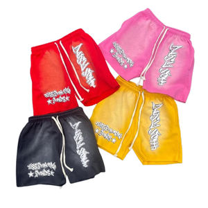 Custom Print Logo Acid Washed 100% Cotton Gym <b>Shorts</b> for <b>Men</b> Casual Elastic Waist Sun Faded French Terry Vintage Summer <b>Shorts</b> - Product Image 1