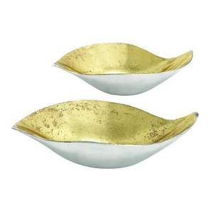 Mesa de comedor con forma de hoja de aluminio de Metal dorado y blanco, decoración del hogar, cuenco de dulces, logotipo personalizado de calidad superior - Product Image 6