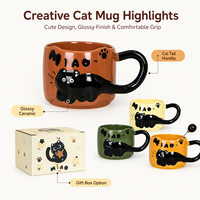 Ensemble de tasses à café en céramique empilables, personnalisables, en relief 3D, dessin animé créatif, cadeau, tasse à café en céramique, forme d'animal mignon