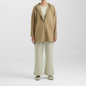 Chaqueta de Invierno para Mujer al por Mayor, Personalizada, Color Beige, con Capucha, Cierre de Cremallera y Bolsillos, Nuevo Diseño, Logotipo, Estilo Casual Urbano - Product Image 1