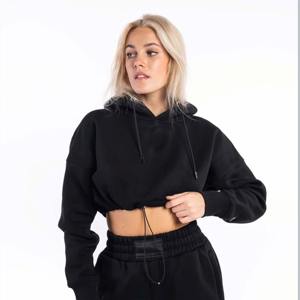 Sudadera de felpa francesa de algodón pesado de gran tamaño Unisex con logotipo personalizado, sudaderas con capucha para mujer, Top corto, sudadera en blanco a granel - Product Image 2