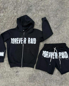 Pantalones Cortos Deportivos de Algodón 100% Personalizados de Alta Calidad, Conjuntos Casuales Unisex para Hombre con Estampado Otoñal, Sudaderas y Hoodies Desgastadas con Efecto Descolorido por el Sol - Product Image 4