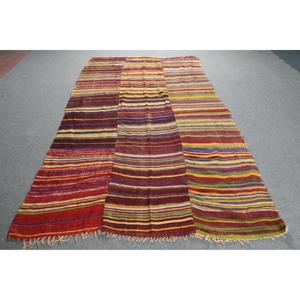 พรมคิลิมวินเทจขนาด 6.2x9.1 ฟุต พรมตุรกี พรมขนสัตว์สีแดงแบบตะวันออก - Product Image 1