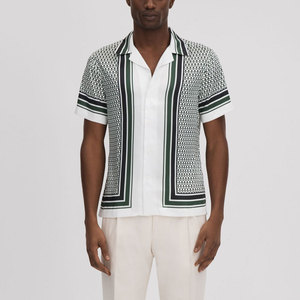 Camisas de hombre con cuello cubano estampadas, manga corta, 100% poliéster, nuevo estilo, en venta. - Product Image 3