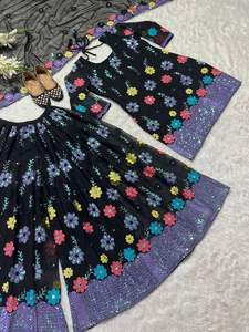 Dernière broderie indienne Sharara Gharara Kurti Set, Georgette Tissu Magnifique Créateur Pakistanais Personnaliser Vêtements Ethniques En Gros - Product Image 5