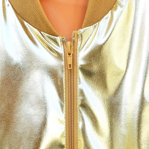 Chaqueta de Moda con Cremallera de Cuero Brillante, Chaqueta de Piel de Oveja Brillante, Venta al por Mayor, Alta Calidad, Suave y Cálida, Chaqueta Elegante - Product Image 5