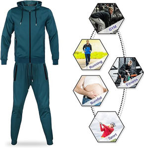 Survêtement de jogging personnalisé pour hommes, coupe classique, polyester/coton, sweat-shirts et pantalons imprimés décontractés avec fermeture éclair - Product Image 5