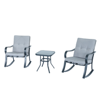 Ensemble de salon de jardin moderne en 3 pièces, fauteuil à bascule, table basse et chaises, ensemble de canapé à bascule d'extérieur