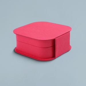 Đỏ lật Top hộp đồ trang sức bán buôn đúc bột giấy với kết cấu da kết thúc compostable quà tặng bao bì - Product Image 5