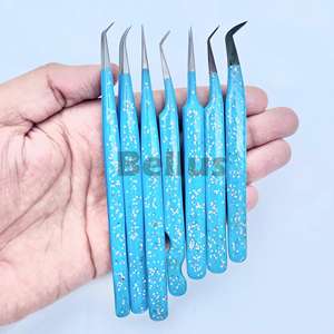 Pinzas para pestañas postizas azules y negras, herramientas para pestañas con logotipo personalizado de acero inoxidable, pinzas para maquillaje, DHL FedEx OEM disponible - Product Image 5