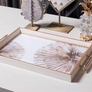 Venta directa de fábrica, bandeja de servicio de vidrio de diseño moderno personalizado, decoración del hogar, mesa, cocina, gran oferta para hoteles, bandejas decorativas - Product Image 1