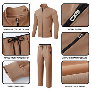 Meilleur design de survêtements pour hommes, ensemble de 2 pièces à manches longues, casual, fermeture éclair complète, randonnée, jogging, sport, kaki, survêtement sur mesure - Product Image 3