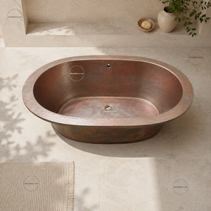 Bañera Moderna de Cobre de Doble Extremo, Hecha a Mano, de Metal Martillado, Ovalada, Independiente - Product Image 4