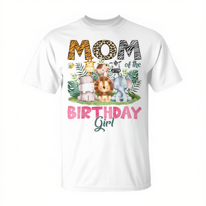 T-shirt promozionale per la mamma della ragazza che ha il compleanno, amante degli animali della giungla e del safari - Product Image 2