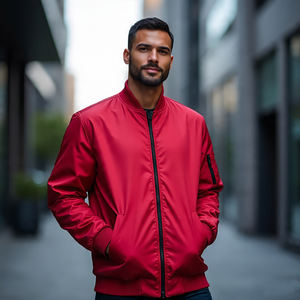 แจ็คเก็ตบอมเบอร์ผ้าซาตินสำหรับผู้ชายแจ็คเก็ตบอมเบอร์มีกระดุมแบบลำลองสำหรับฤดูหนาว - Product Image 2