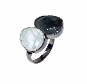 Vêtements de tous les jours en argent sterling 925 Onyx noir vert améthyste pierres précieuses classique à la mode Unique unisexe anneaux - Product Image 1