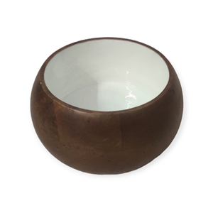 Esmalte blanco, Marrón Natural, artesanías artesanales, frutero para comida, aperitivos, exhibición, mango, madera, mesa, vajilla, Material de resina - Product Image 4