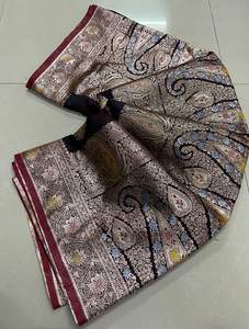 ผ้าส่าหรีผ้าซาตินเนื้อหนาสำหรับผู้หญิง พร้อมงานปักดิ้นจารีเมีน่าแบบดั้งเดิม ดีไซน์หรูหราอลังการ - Product Image 2