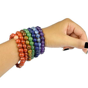 Chakralume - Paquete Combinado de Pulseras de Cuentas Redondas de 8 mm con 7 Chakras, Juego de Pulseras Curativas de Piedras Preciosas, Venta al por Mayor - Product Image 1