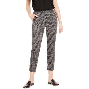 Pantalon crayon gris taille haute Michael Kors pour femme, imprimé chaîne, en crêpe et mousseline, respirant et infroissable, taille L - Product Image 1
