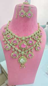 Designer Bridal Necklace <b>Set</b> With Maang Tikka Beautiful <b>Colours</b> Available Luxury Premium Quality Ideal For Weddings, Party Wear - Product Image 5