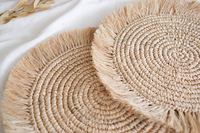 Napperon à franges en raphia rond naturel de qualité supérieure napperon Boho décor de Table en raphia tissé fabriqué à la main chargeur de Table de mariage Boho
