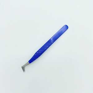 Gatito de alta demanda, venta al por mayor, pinzas para extensión de pestañas de acero inoxidable antiestáticas de alta calidad, Color azul, logotipo privado suave - Product Image 4