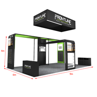 Stand de salon personnalisé en bois modulaire, stand de salon avec éclairage, support TV, îlot, stand d'exposition