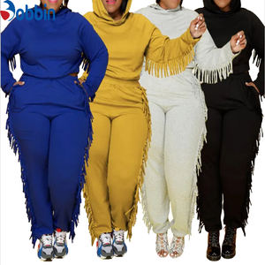 Conjunto Deportivo Informal con Logotipo Personalizado para Mujer, Talla Grande, Estilo Casual, Sudadera con Capucha y Pantalones Deportivos con Borlas, Ropa de Invierno - Product Image 1