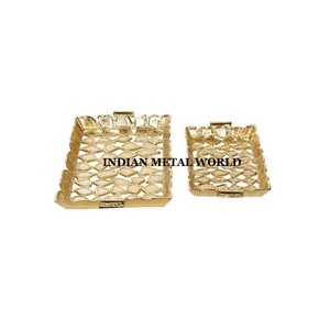 Bandeja de servicio de latón puro con forma hexagonal más vendida para cocina casera y uso de restaurantes por Indian Metal World - Product Image 3