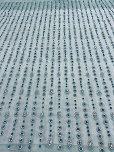 Best Price Luxury 100% Polyester Beaded <b>Fabric</b> Zircon Handmade Embroidered Indian Supplier Woven Mesh <b>for</b> Garments Anti-Static - Product Image 2