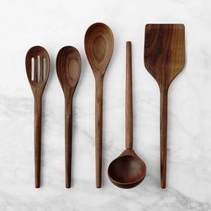 Ensemble de serveurs à salade en résine Bois naturel avec 2 spatules Ustensiles durables faits à la main - Product Image 6