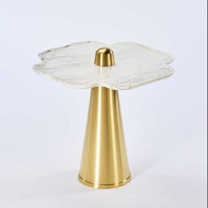 Mesa de centro y mesa auxiliar con superficie de mármol acabado en dorado, muebles de decoración para el hogar de lujo, muy vendidos. - Product Image 1