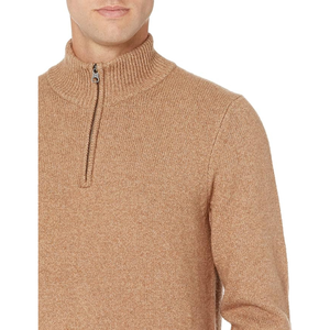 Pull d'hiver personnalisé pour homme, couleur unie, col zippé, tricoté en coton/polyester/acrylique, toucher doux, respirant, anti-plis, séchage rapide - Product Image 3
