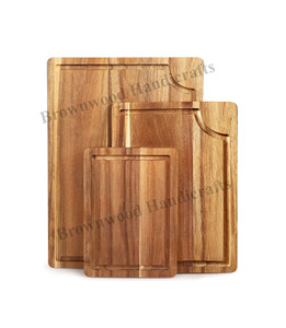 Juego de 3 tablas de cortar de madera de acacia maciza de lujo, plato de servicio de madera de diseño antiguo para Cocina Casera al mejor precio - Product Image 4