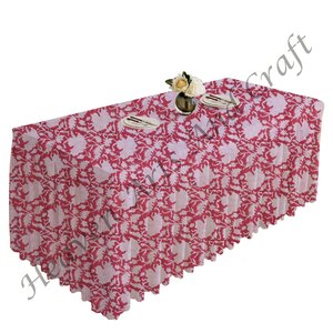 Mantel plisado rectangular estampado de bloque de mano de algodón Floral elegante para el hogar al aire libre y la boda para mesa de banquete de fiesta de comedor - Product Image 5