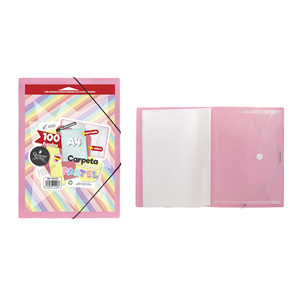 Cartella di presentazione personalizzabile per raccoglitore di anelli in plastica con tasca 100 con copertina rosa pastello e busta per l'organizzazione del documento - Product Image 1