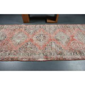 Alfombra turca Vintage naranja y Beige de 49x115 pies, patrón de pasillo rectangular clásico, lana, viscosa, poliéster, respaldo de látex para la vida - Product Image 3