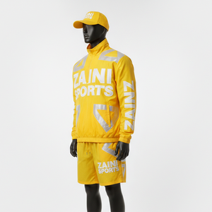 Chaqueta Cortavientos Deportiva para Hombre, Traje Corto, Tela de Poliéster Suave de 120 GSM, Panel Reflectante Amarillo Brillante, Logotipo Sublimado, Talla Grande - Product Image 5