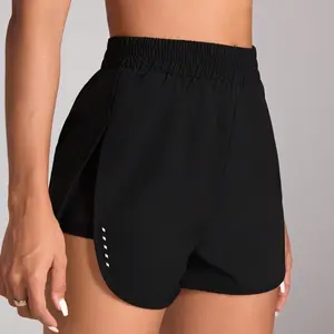 Short de fitness de plage d'été taille haute pour femme Short de sport respirant pour le yoga et la course à pied avec fentes latérales en maille - Product Image 4