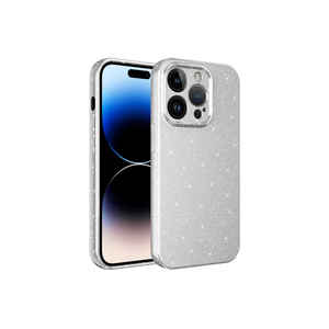 Étui en silicone marbré brillant de luxe Netzy pour iPhone 14 Pro Max Blanc - Protection de téléphone portable avec protection de l'appareil photo - Product Image 1