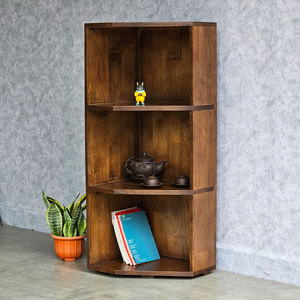 Étagère d'angle moderne à 3 niveaux KGT68024 40x32x99cm en bois d'hévéa, gain de place pour la maison, le bureau, l'atelier, le salon, la chambre - Product Image 3