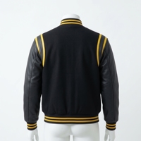 Blouson universitaire personnalisé pour homme, brodé, en mélange de laine, manches en cuir, coupe-vent, hiver, décontracté, col montant, motif uni