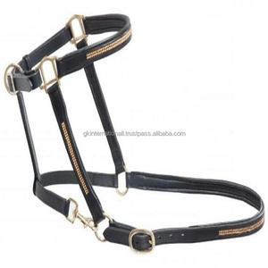 Halter de caballo de cuero acolchado de doble costura, diamantes de imitación de alta calidad, Halter de Carreras de Caballos de cuero inglés negro decorativo ostentoso - Product Image 2