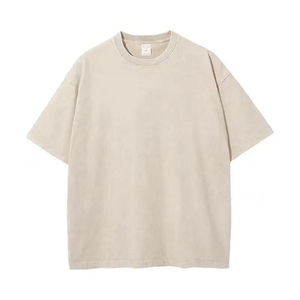 เสื้อยืดผ้าฝ้ายโอเวอร์ไซส์สำหรับผู้ชายเสื้อซักหินแนววินเทจแบบ100% - Product Image 5