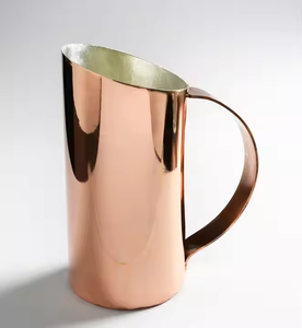 Jarra de Agua Grande de Cobre Puro Natural, Estilo Clásico, Ecológica, con Tapa de Vidrio y Asa para Café/Té, Solo Lavado a Mano - Product Image 2