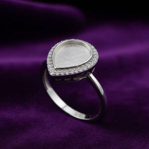 Anillo de Plata de Ley 925 con Baño de Oro de 18K, con Piedra de Circonita Blanca, Diseño de Pera de 7x9mm, para Lactancia Materna, Joyería de Lujo para Bodas y Fiestas - Product Image 1