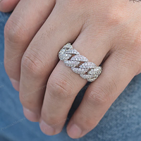 Bague Hip Hop Moissanite à deux rangs, sertie de griffes, en argent 925 plaqué or rose, unisexe, certifiée GRA
